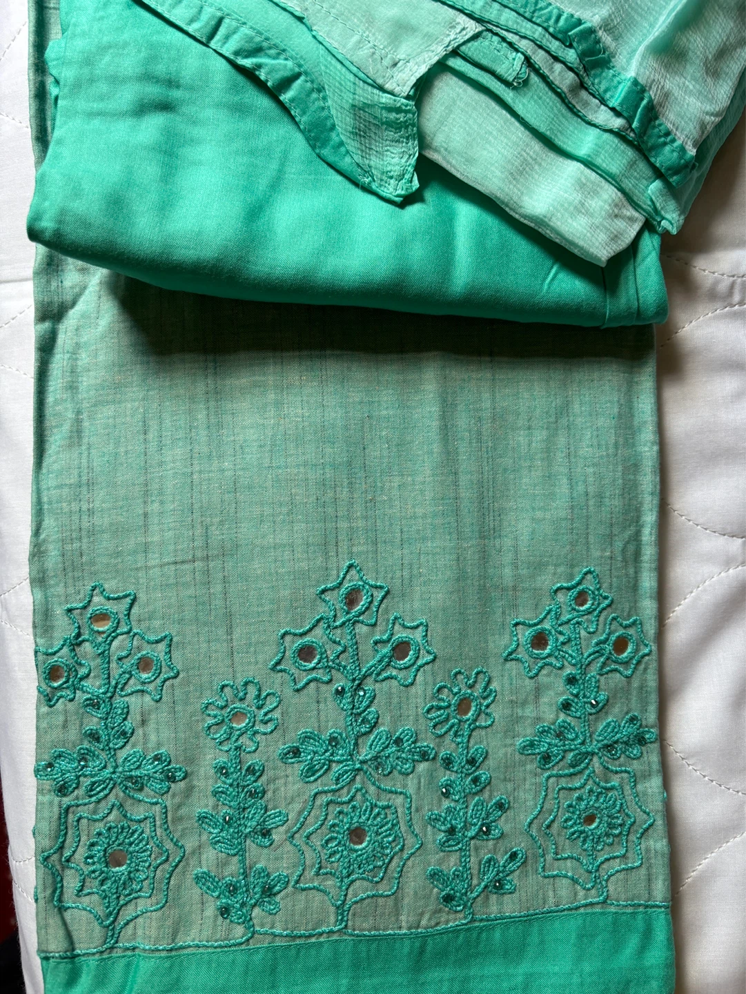 Teal Embroidered Kurti - photo 2