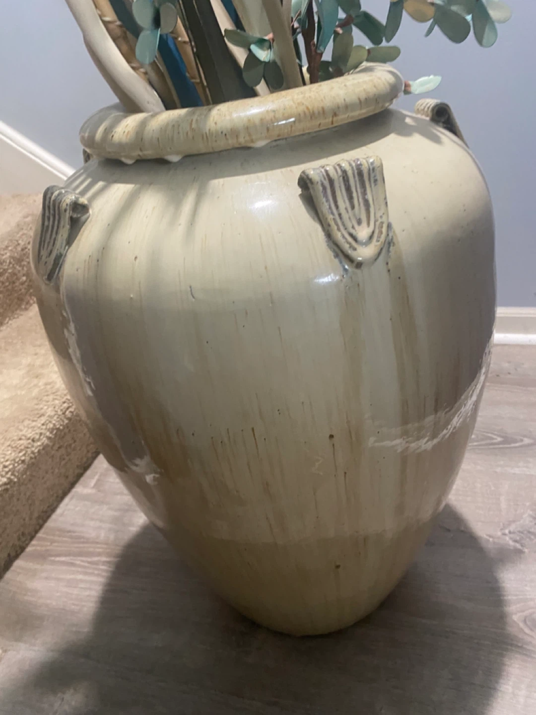 Large Ceramic Vase with Decorative Stems - photo 3