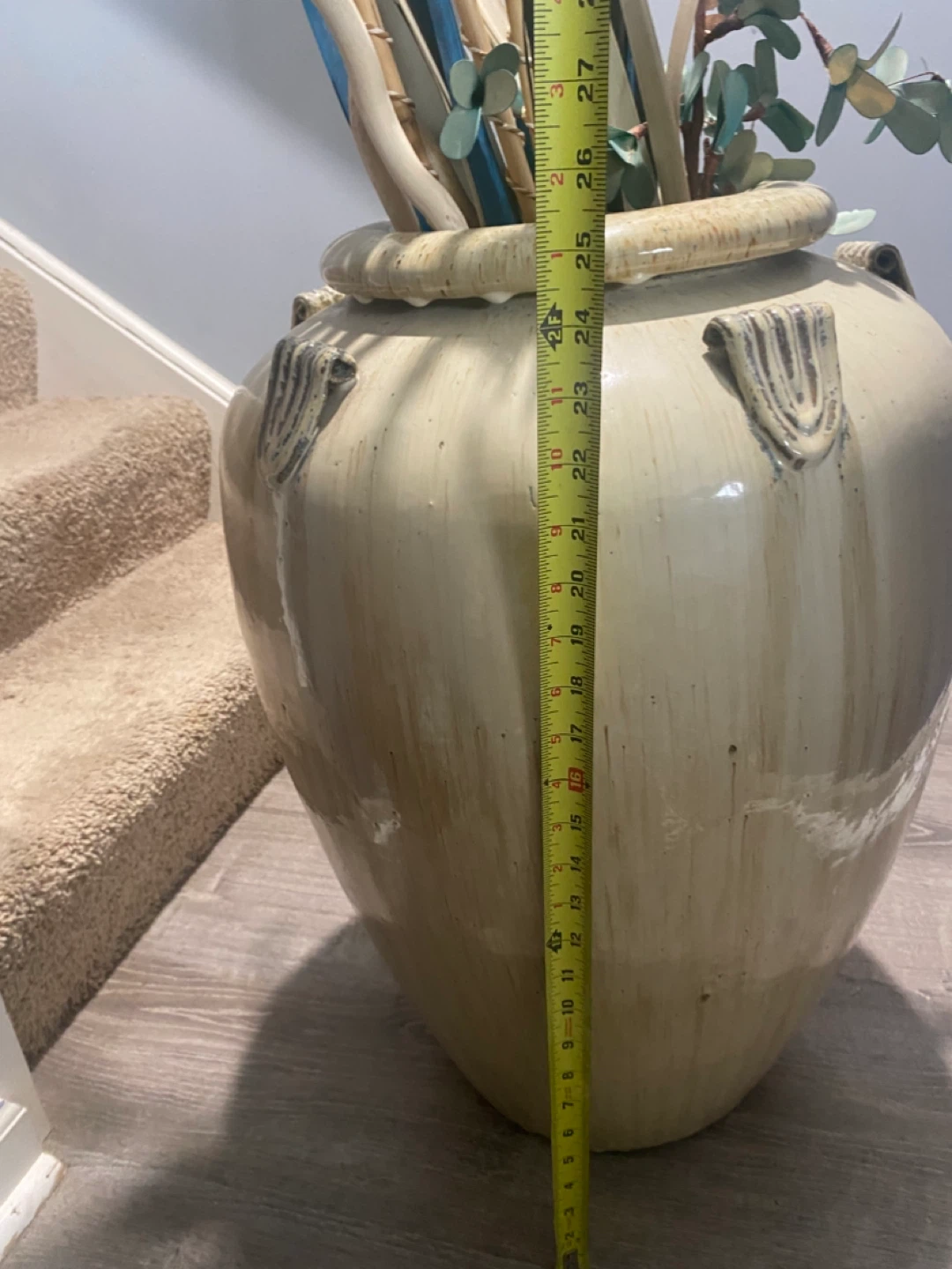 Large Ceramic Vase with Decorative Stems - photo 2