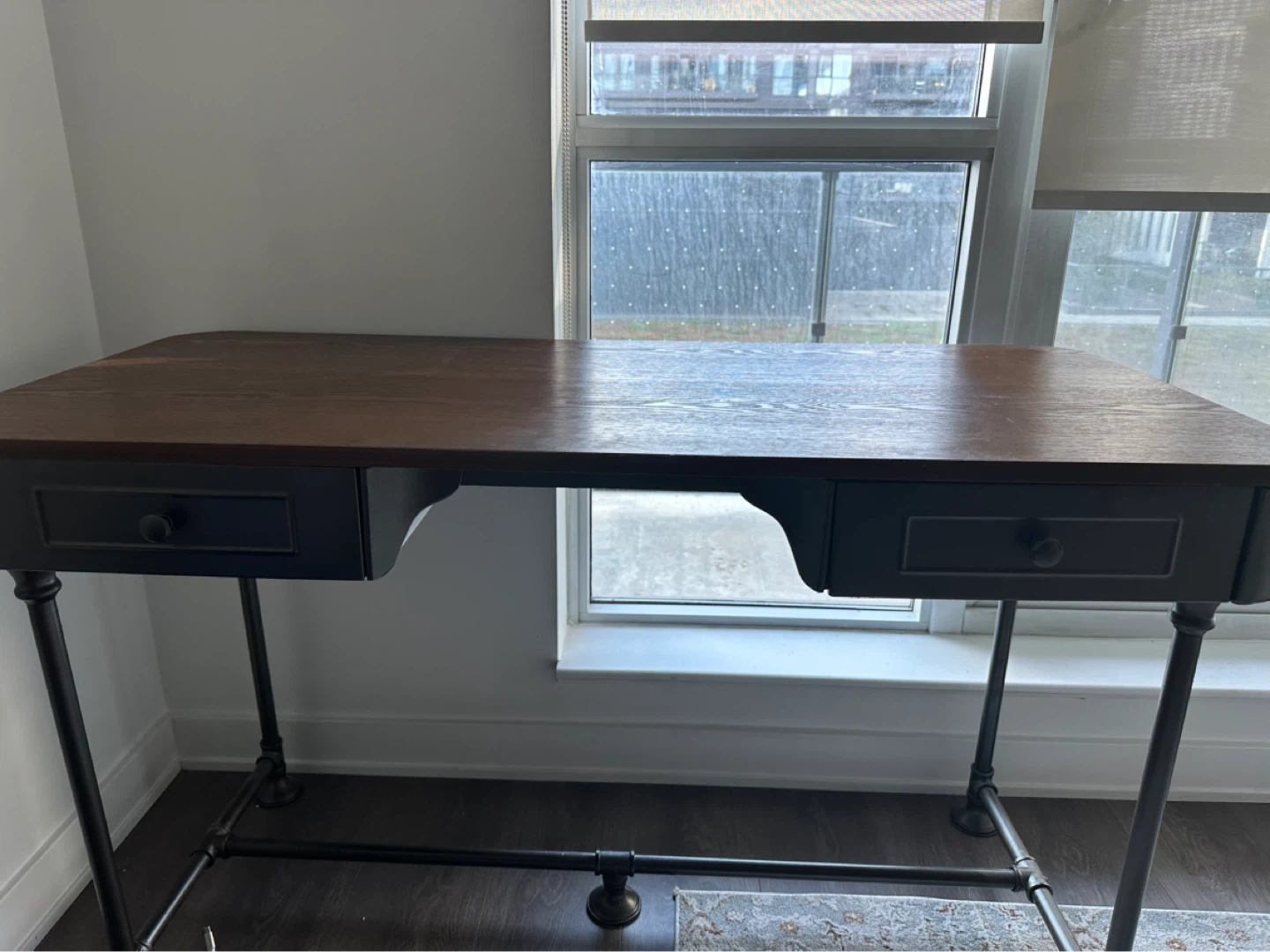 Desk with two drawers (Eggleston Metal Base Writing Desk) - photo 5