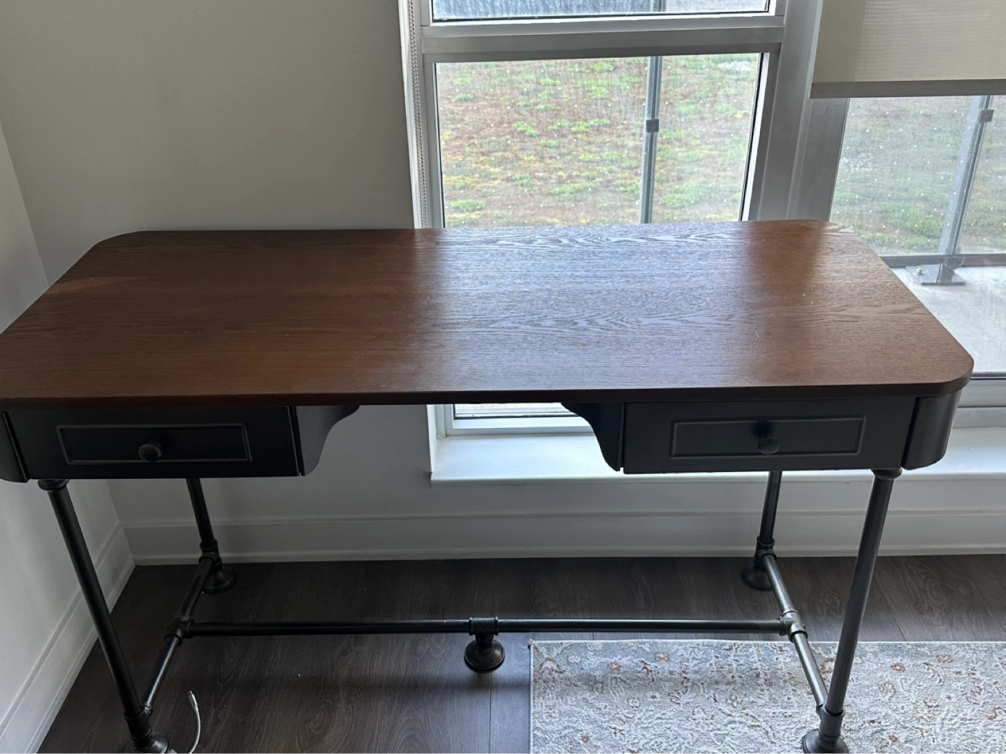 Desk with two drawers (Eggleston Metal Base Writing Desk) - photo 2