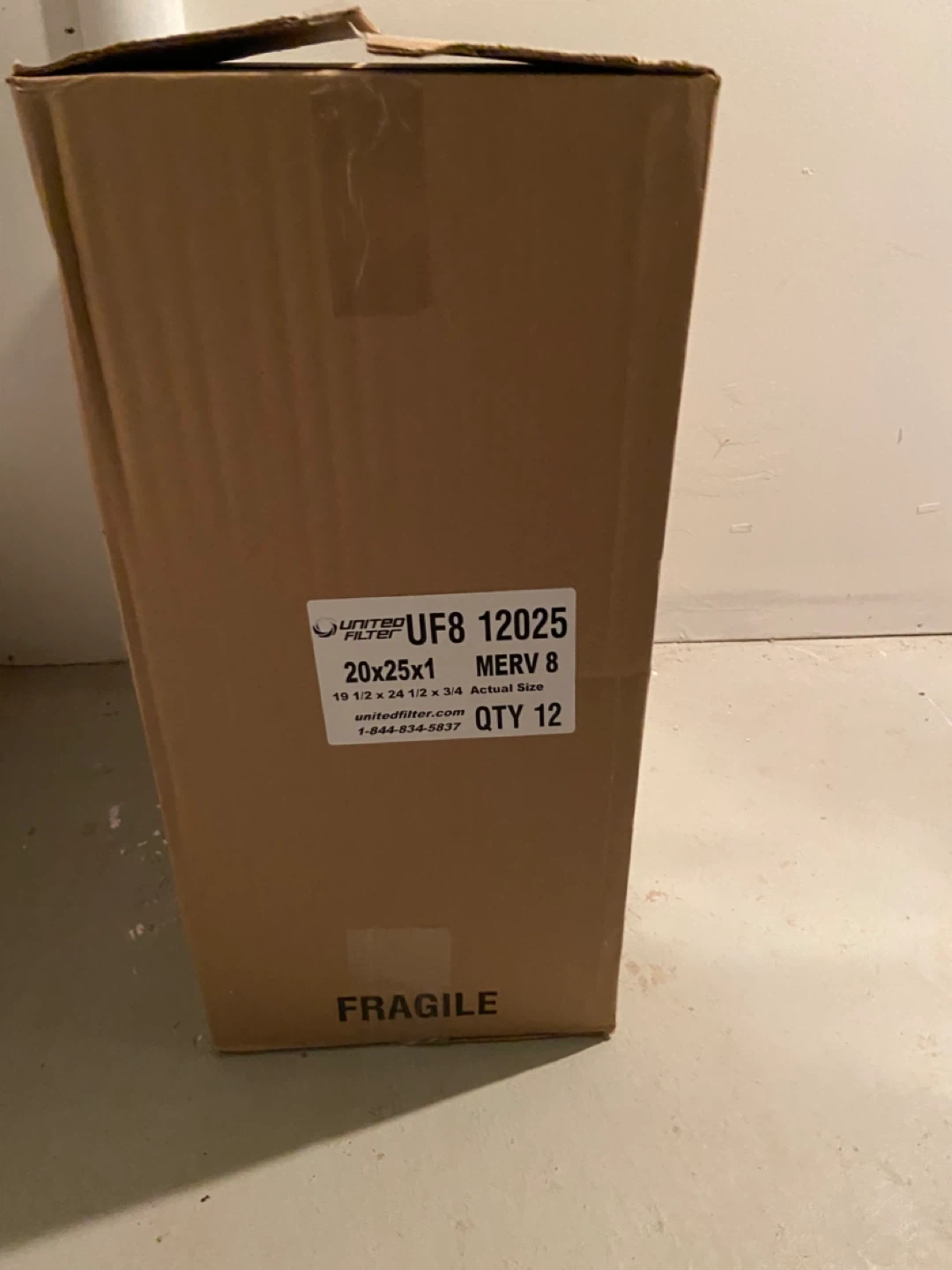 United filter UF8 12025 Furnace Filters 20x25x1 MERV 8 (12 Pack)