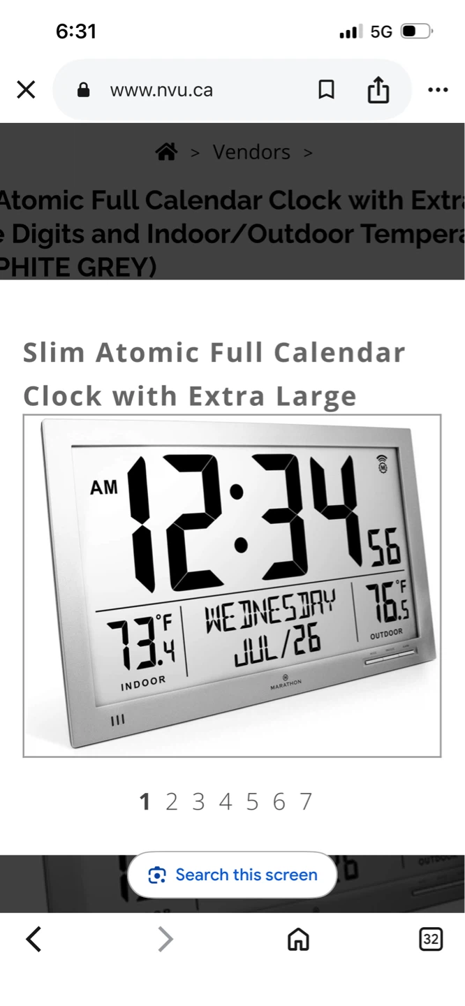 New Marathon Slim Atomic Full Calendar Clock