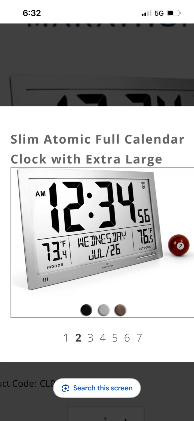 New Marathon Slim Atomic Full Calendar Clock - photo 2