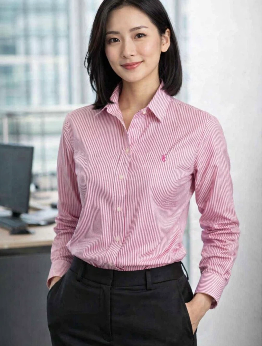 Lauren Ralph Lauren Women’s Pink Striped Shirt – XS – Non-Iron