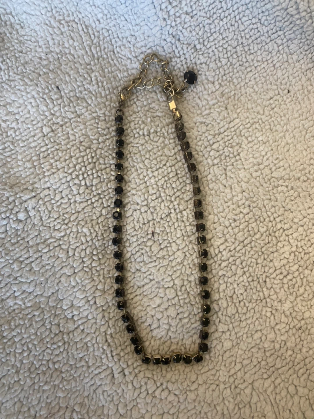 Classic Black Faceted Beaded Choker – Gold Tone