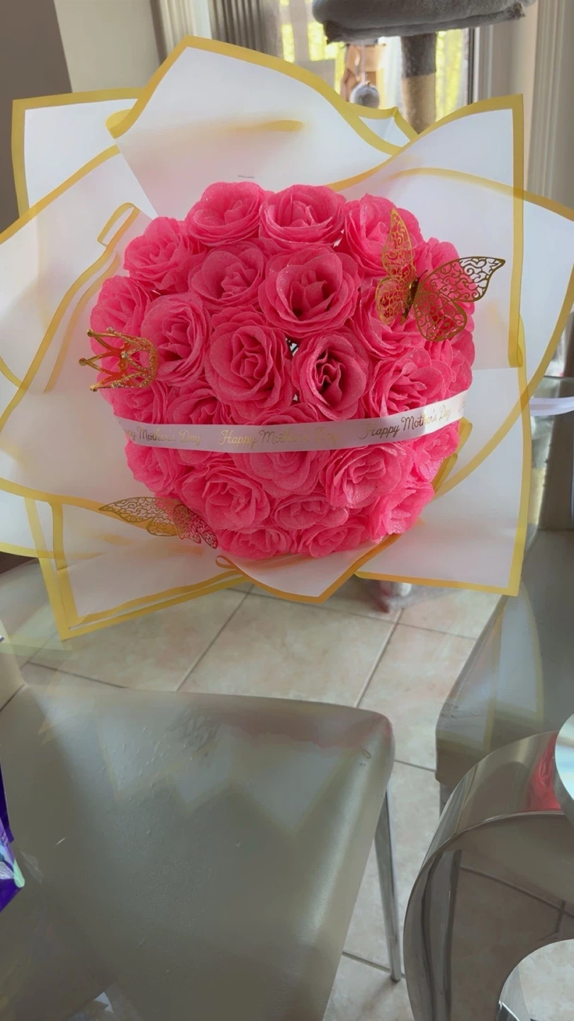 Pink Rose Arrangement with Butterflies and Crown - photo 2