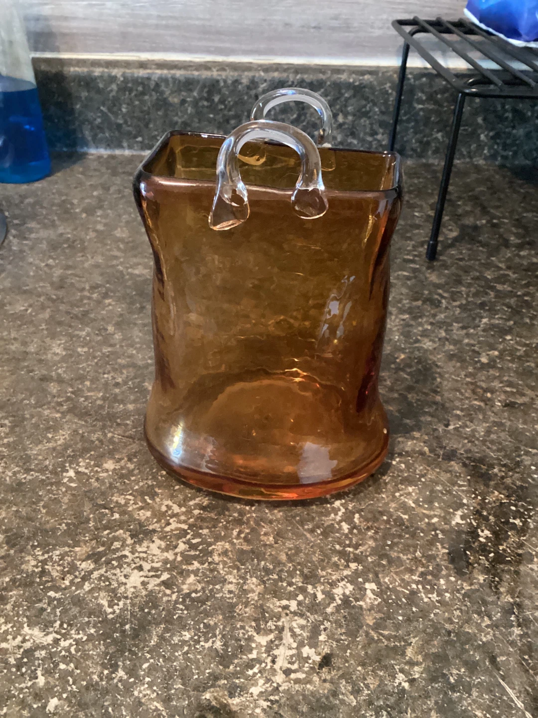 vintage hand-blown art glass "purse" vase - photo 2