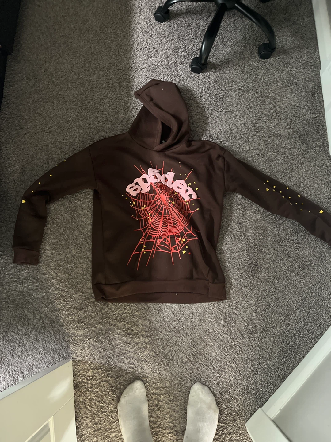spider hoodie brown