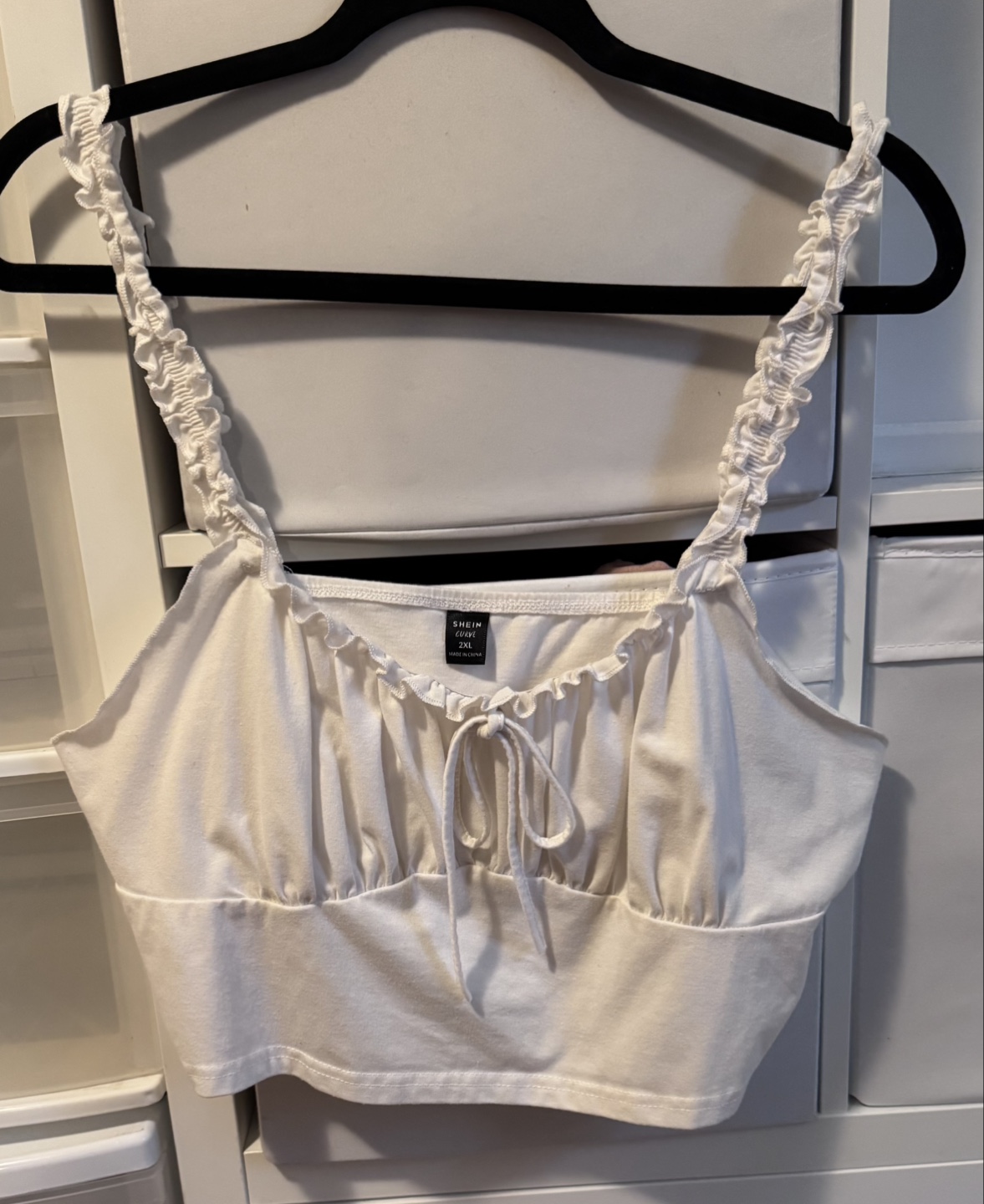 SHEIN Curve White Ruffle Crop Top - Size 2XL