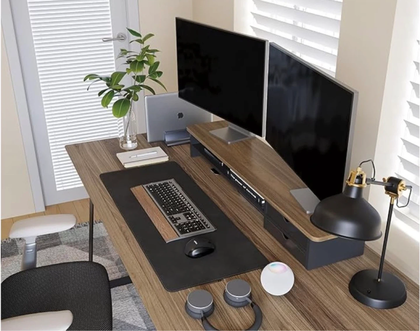 FENGE - Dual Monitor Stand with drawers