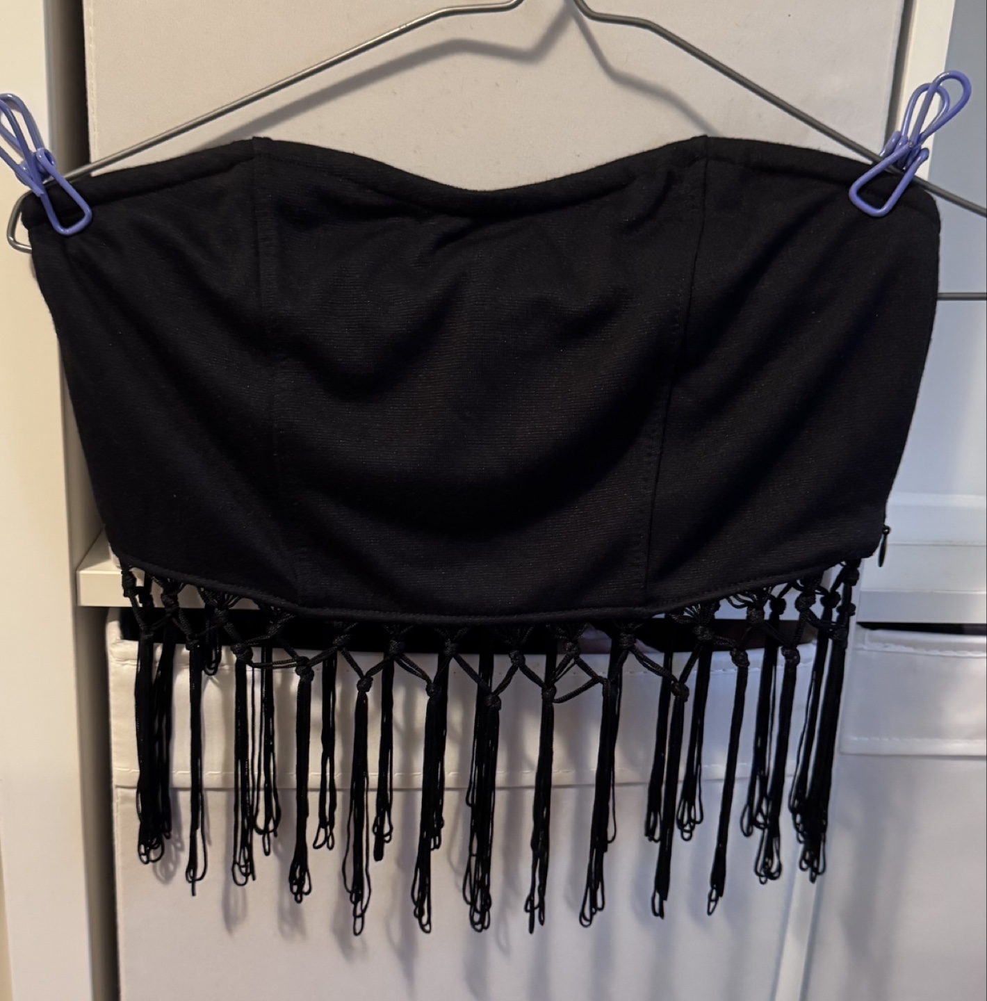 Black Fringe Bandeau Top - Forever 21