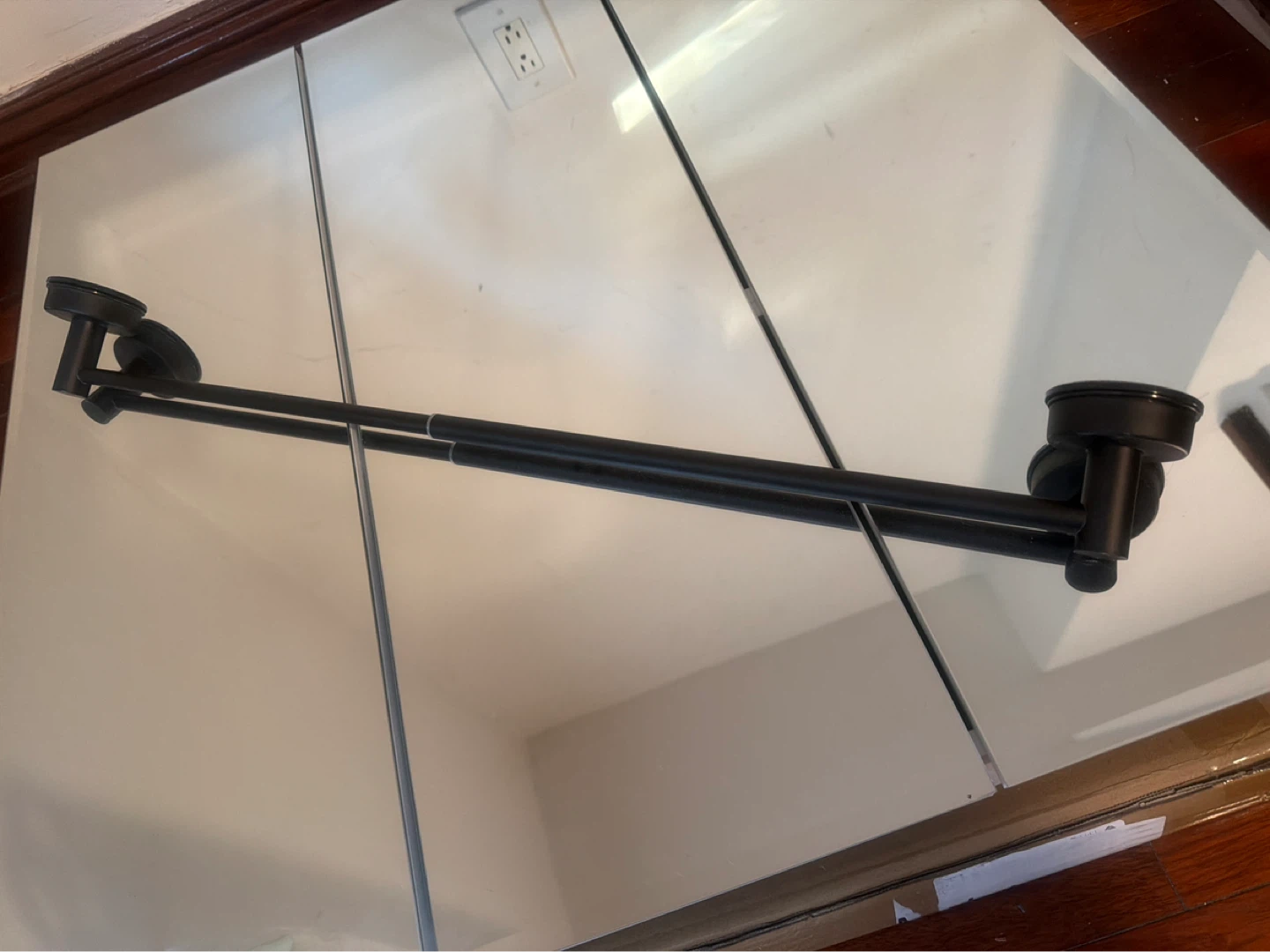 Black Expanding Towel Bar - suctions to wall - photo 2