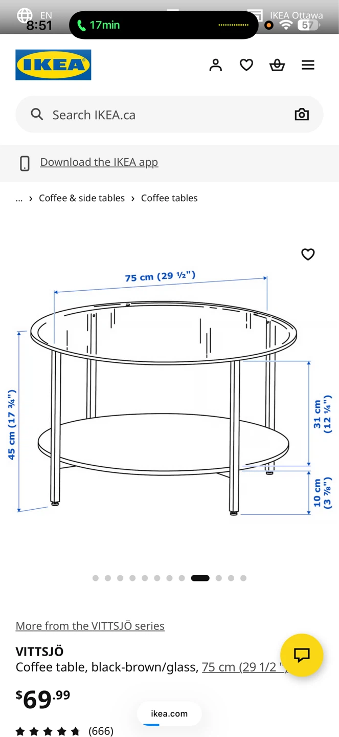 IKEA VITTSJÖ Coffee Table - Black-brown/Glass, 75 cm - photo 4