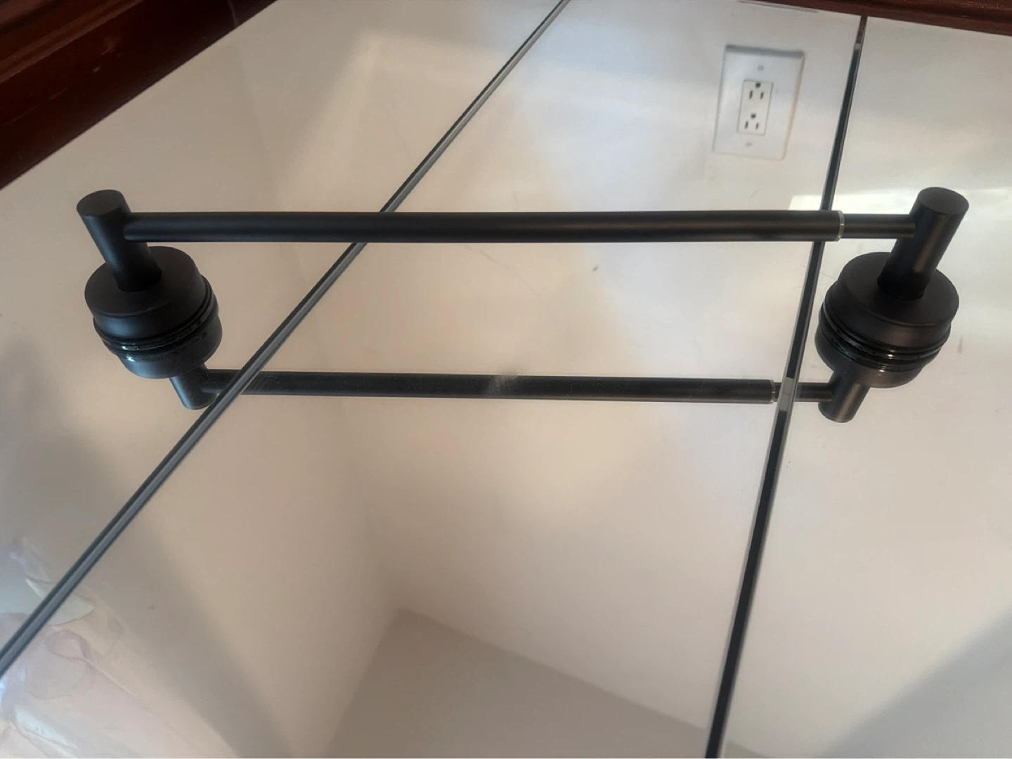 Black Expanding Towel Bar - suctions to wall