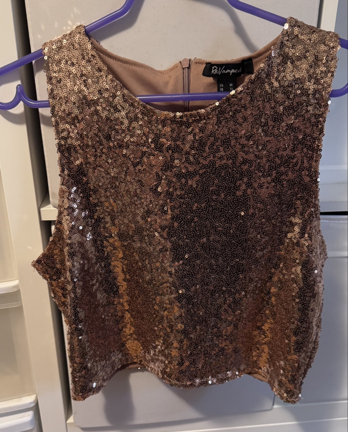Rose Gold Sequin Tank Top - XL