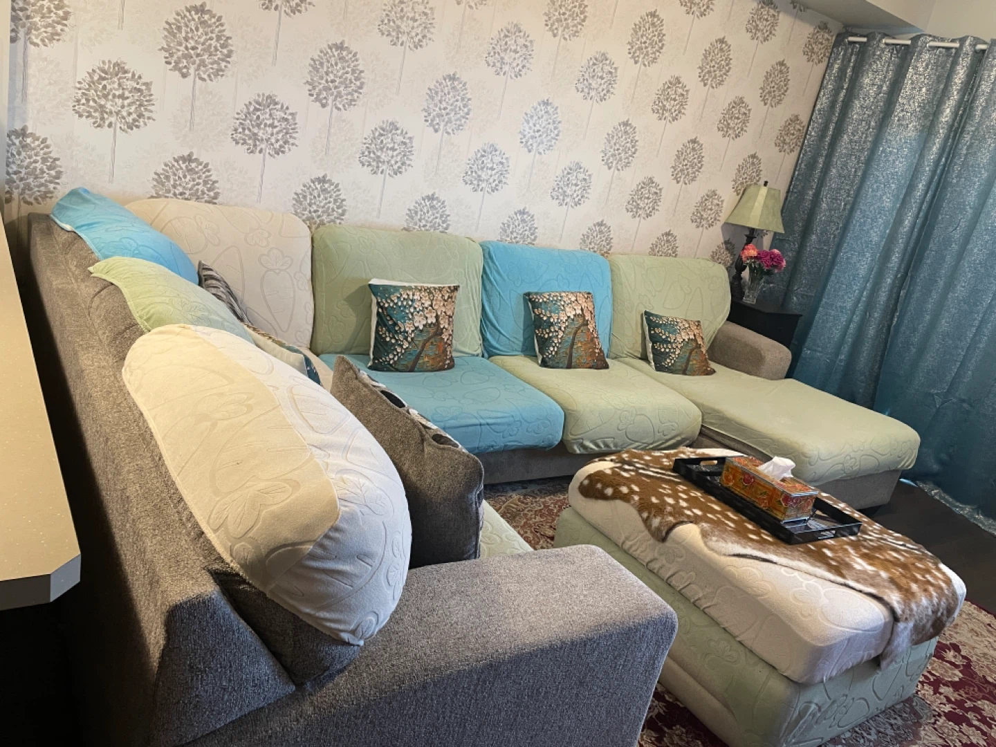 3 Piece Sectional - light Charcoal / Right Facing