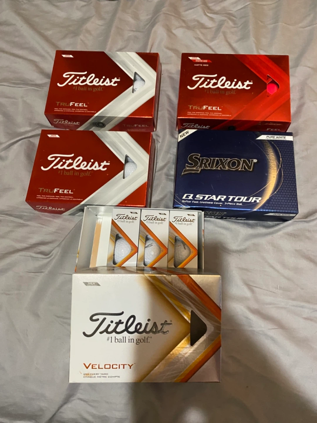 Titleist TruFeel & Velocity Golf Balls + Srixon Q-Star Tour