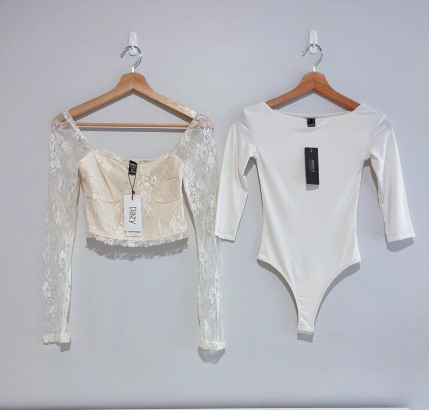 Brand New Dazy Lace Top & Forever 21 Bodysuit - Size XS