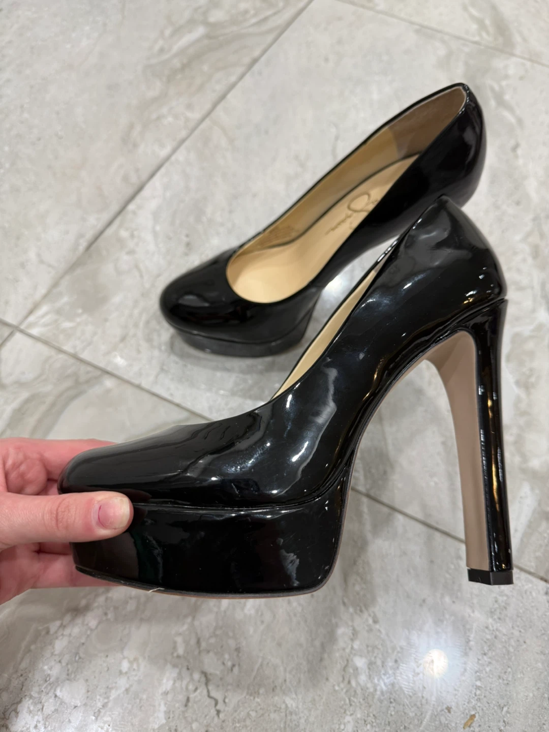 Jessica Simpson Black Patent Platform Heels Size 7 - photo 3
