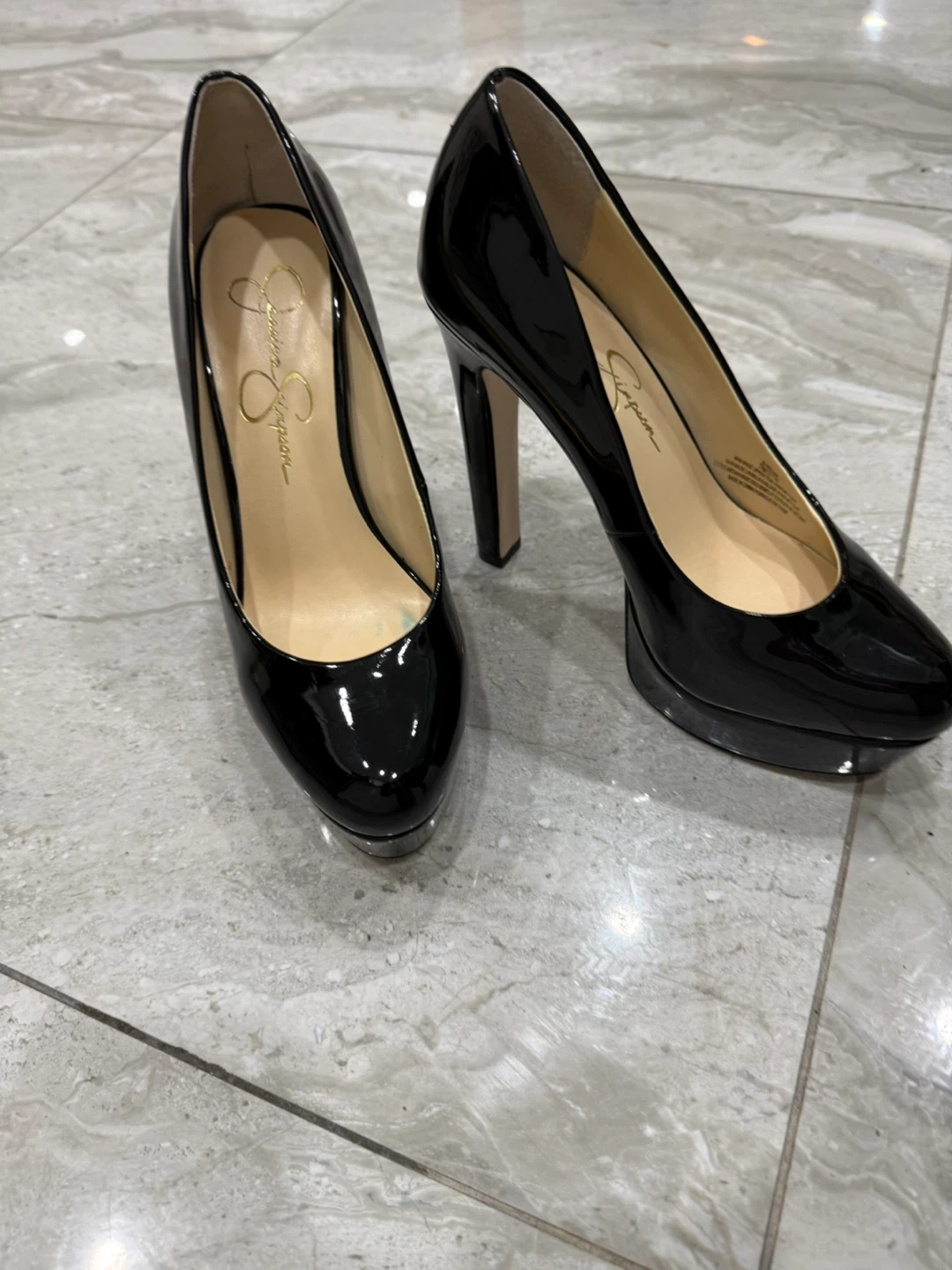 Jessica Simpson Black Patent Platform Heels Size 7 - photo 2