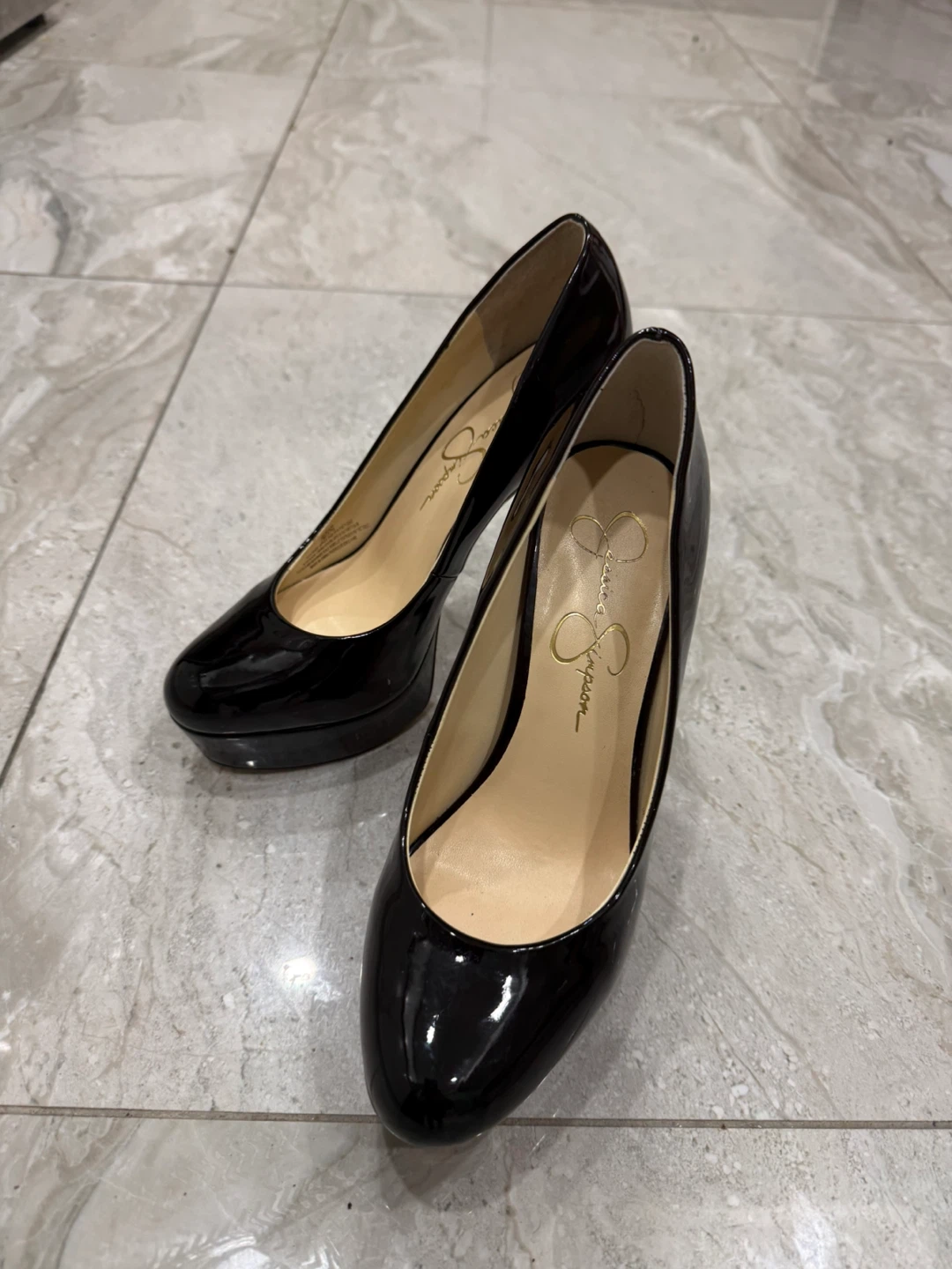 Jessica Simpson Black Patent Platform Heels Size 7
