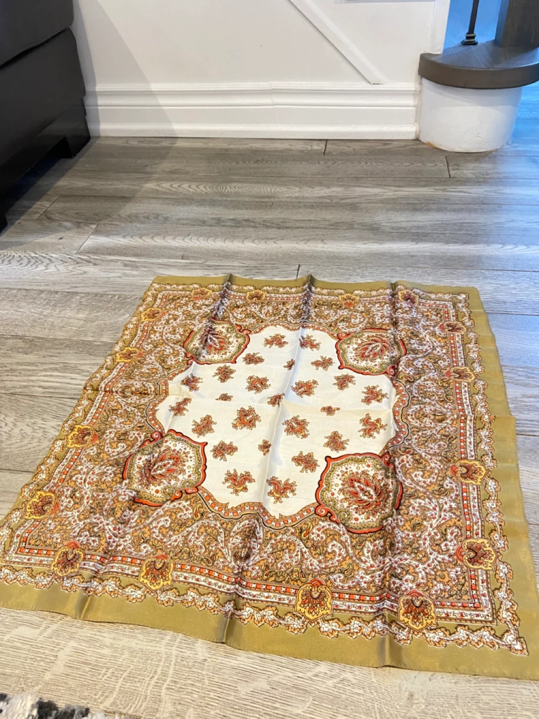 Vintage Paisley Scarf - Gold, Cream, Orange