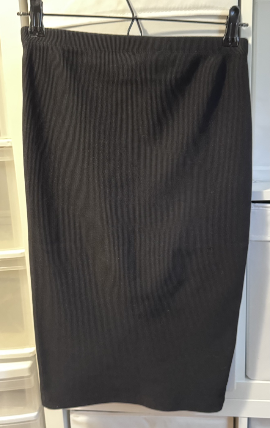 Black ribbed midi skirt - Size S - photo 3