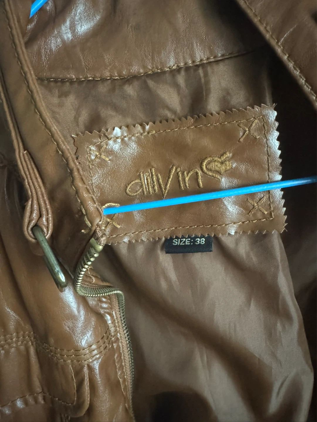 dllVins Faux Leather Jacket - Brown - Size 38 - photo 2