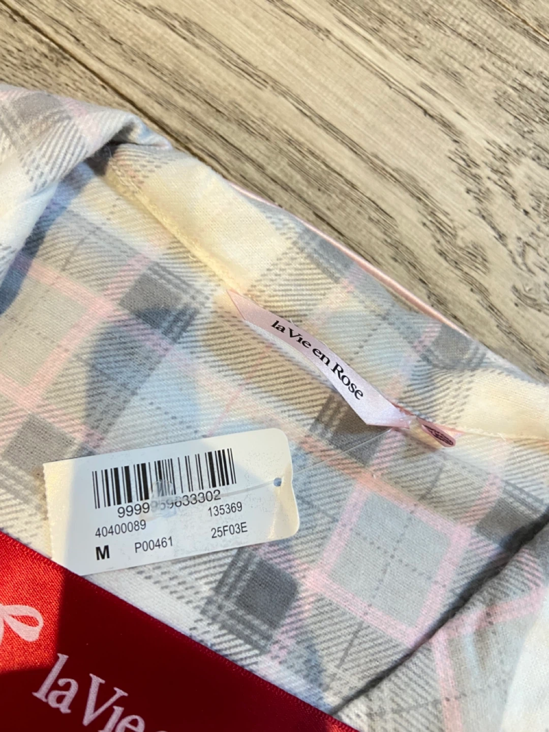 La Vie en Rose Plaid Pajama Set - Size M - photo 2