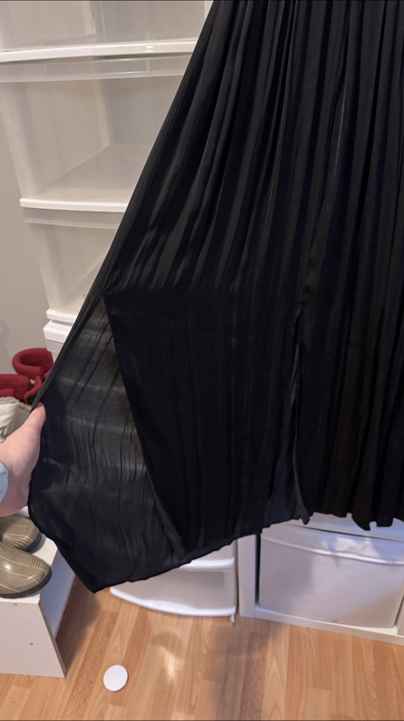 Top Shop Black Pleated Maxi Skirt with Slits Size 4 - photo 3