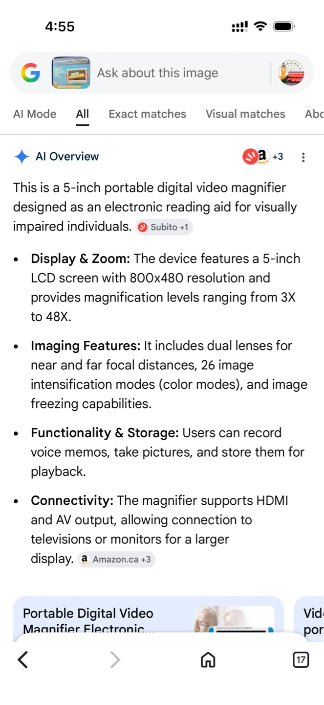Portable Digital Video Magnifier 5 inch HD LCD Dual Lens - photo 5