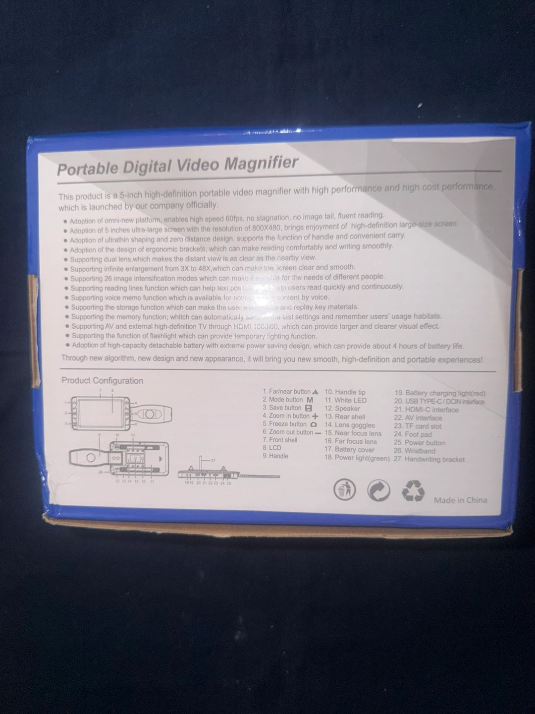 Portable Digital Video Magnifier 5 inch HD LCD Dual Lens - photo 2