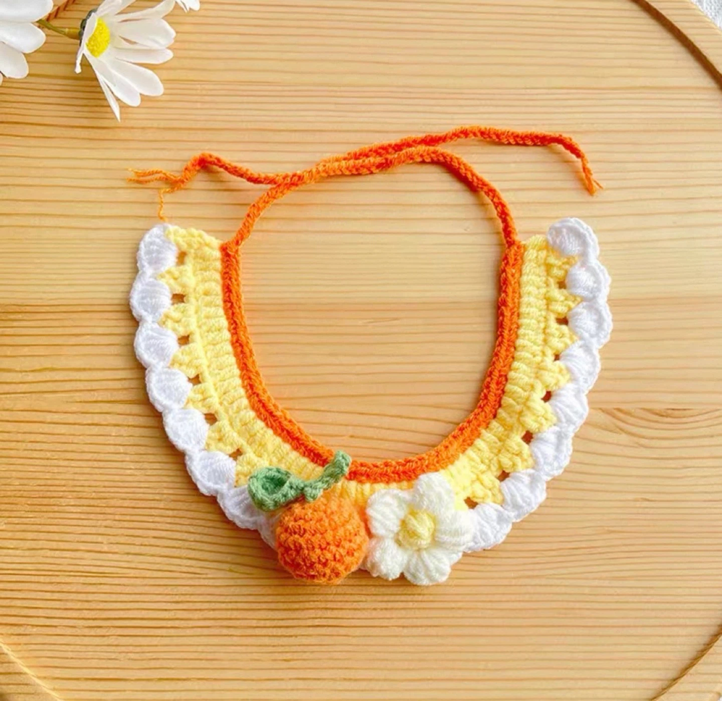 Handmade Crochet Pet Bandana with Fruit Charm