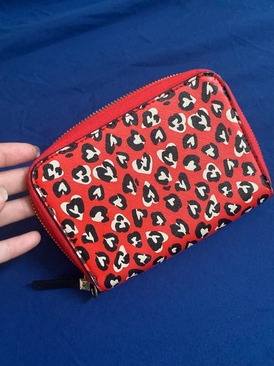 Call Me Red Leopard Print Zip Around Wallet