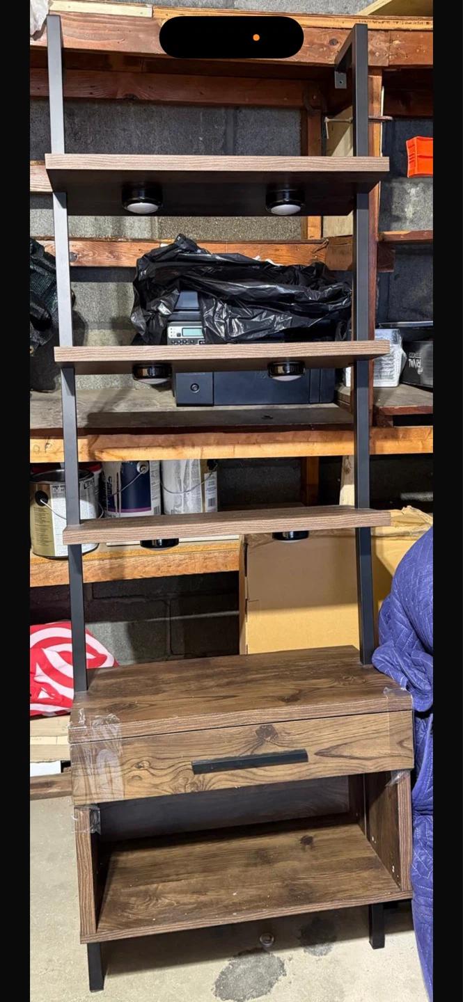 Wooden Ladder Shelf with Drawer - photo 2