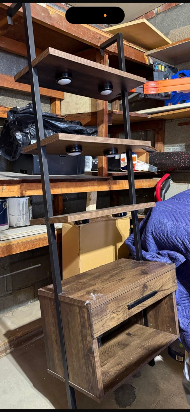 Wooden Ladder Shelf with Drawer