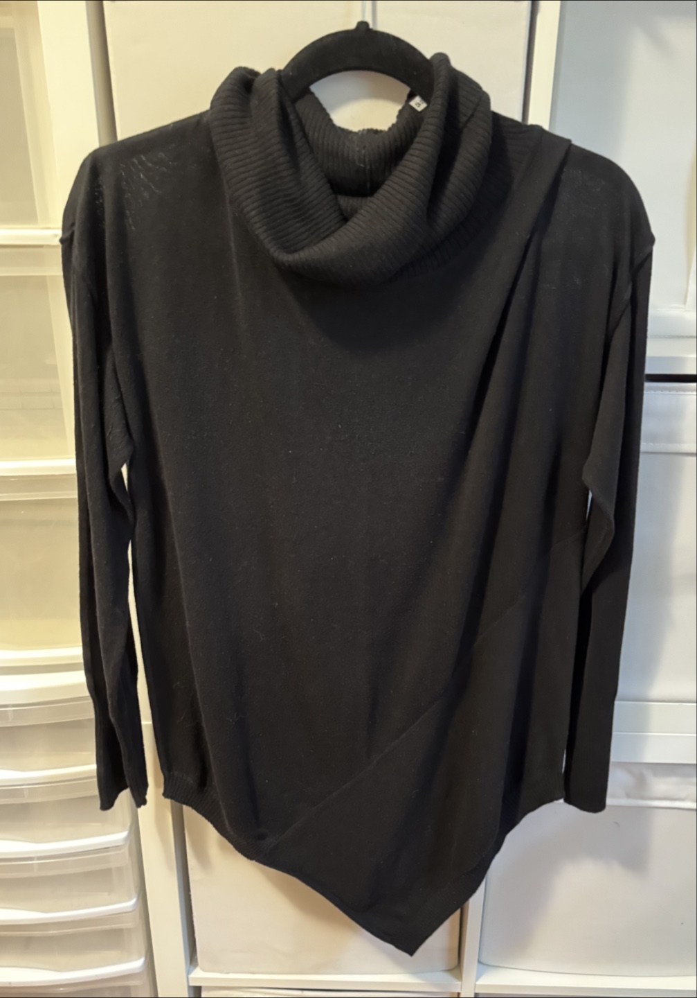 Verve Ami Black Asymmetrical Cowl Neck Sweater - Size L