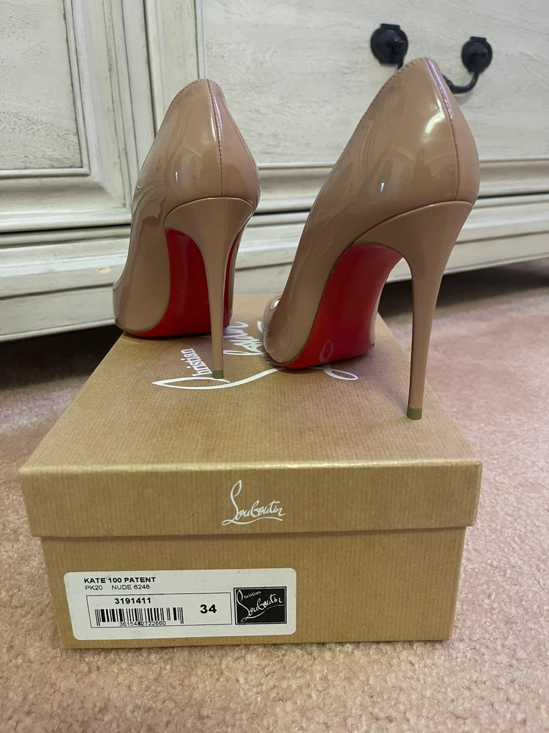 Christian Louboutin Kate 100 Patent Nude Heels - Size 34 - photo 3