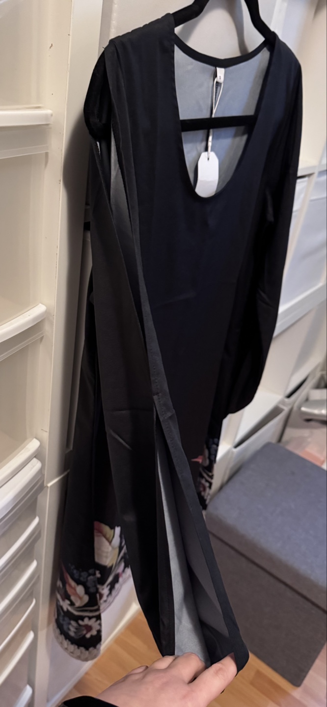 Black Tunic Dress with Floral Border - Size S - photo 2