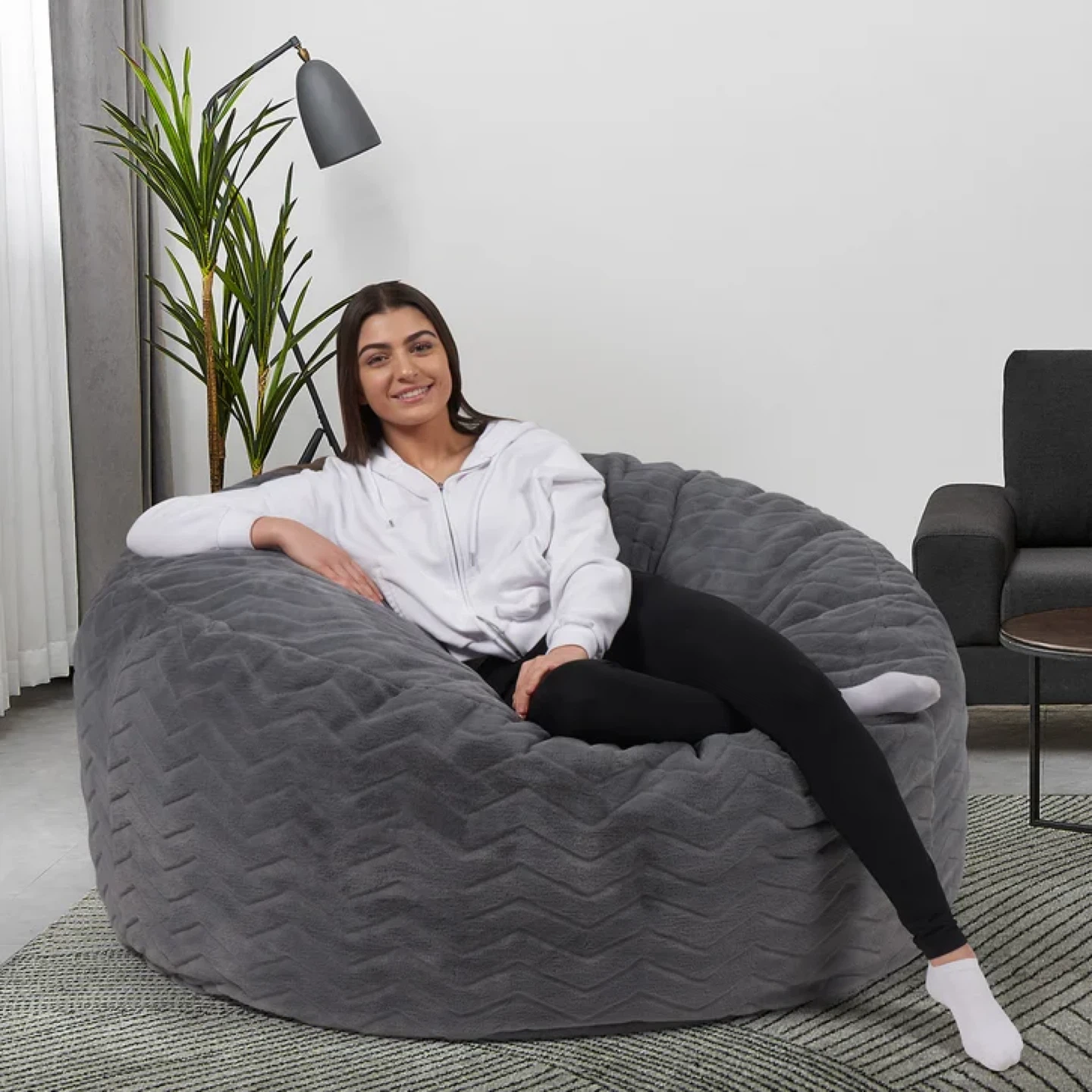 Large Grey Bean Bag Chair - photo 2