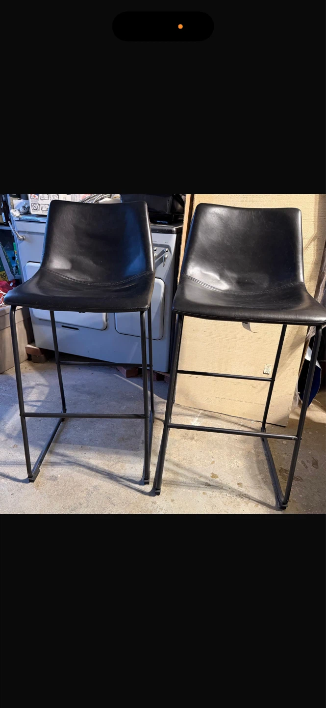 Set of 2 Black Faux Leather Bar Stools - photo 2