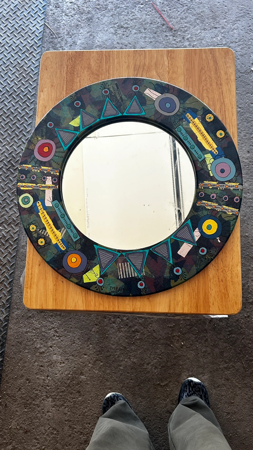 Round Decorative Wall Mirror with Abstract Design - photo 4