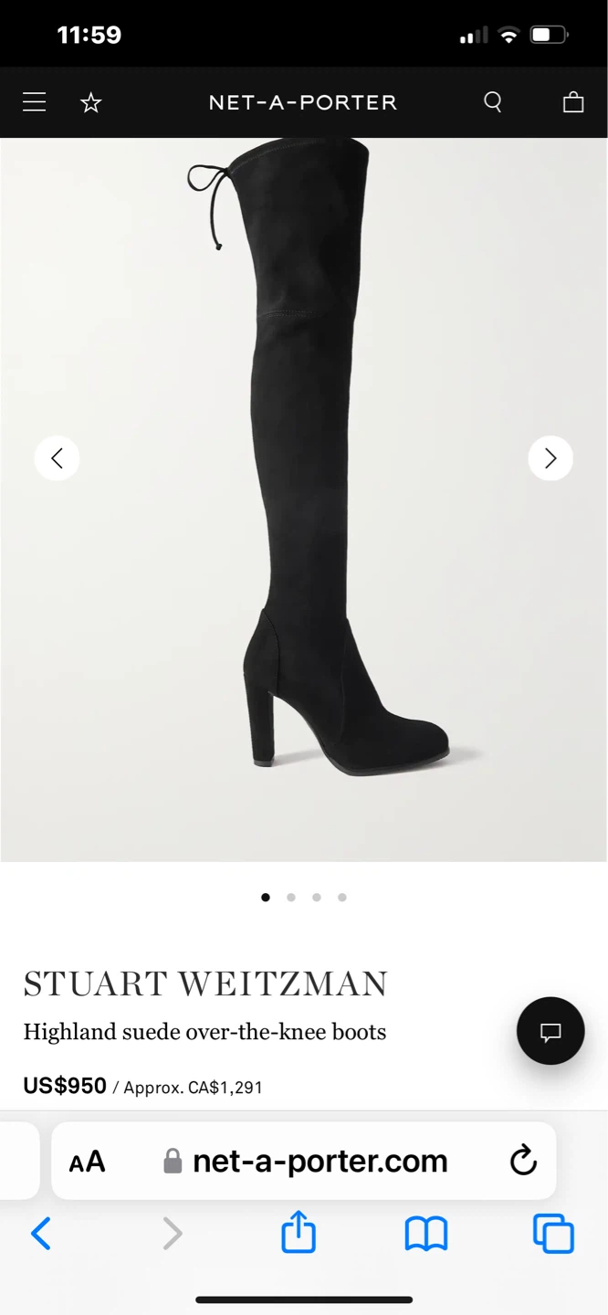 Stuart Weitzman Highland Suede Over-the-Knee Boots Black Size 4 - photo 4