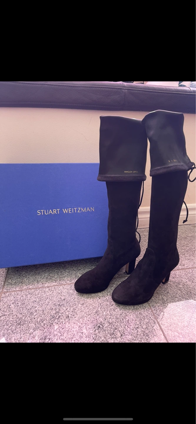 Stuart Weitzman Highland Suede Over-the-Knee Boots Black Size 4