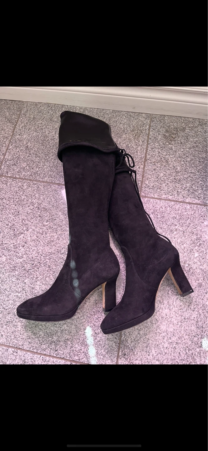 Stuart Weitzman Highland Suede Over-the-Knee Boots Black Size 4 - photo 2