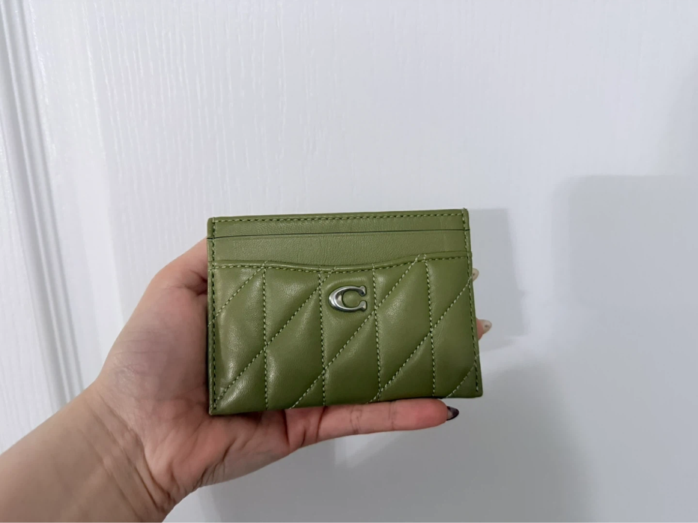 Coach Quilted Card Case - Olive Green - photo 2