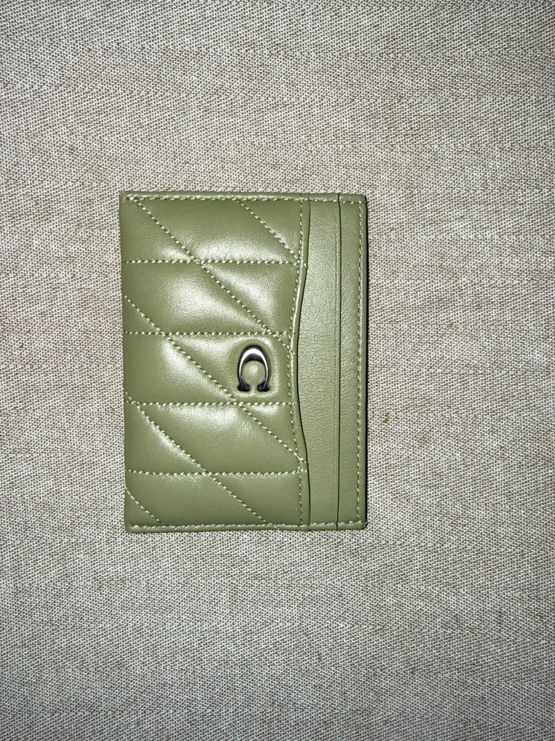 Coach Quilted Card Case - Olive Green