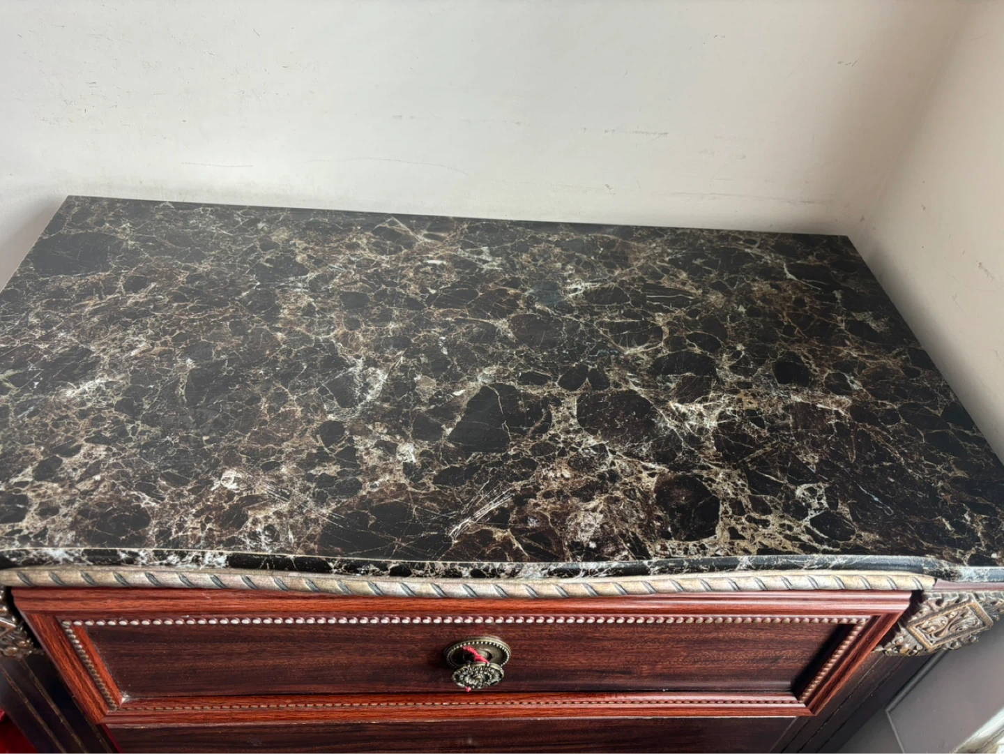 Dark Wood Dresser with Faux Marble Top - photo 3