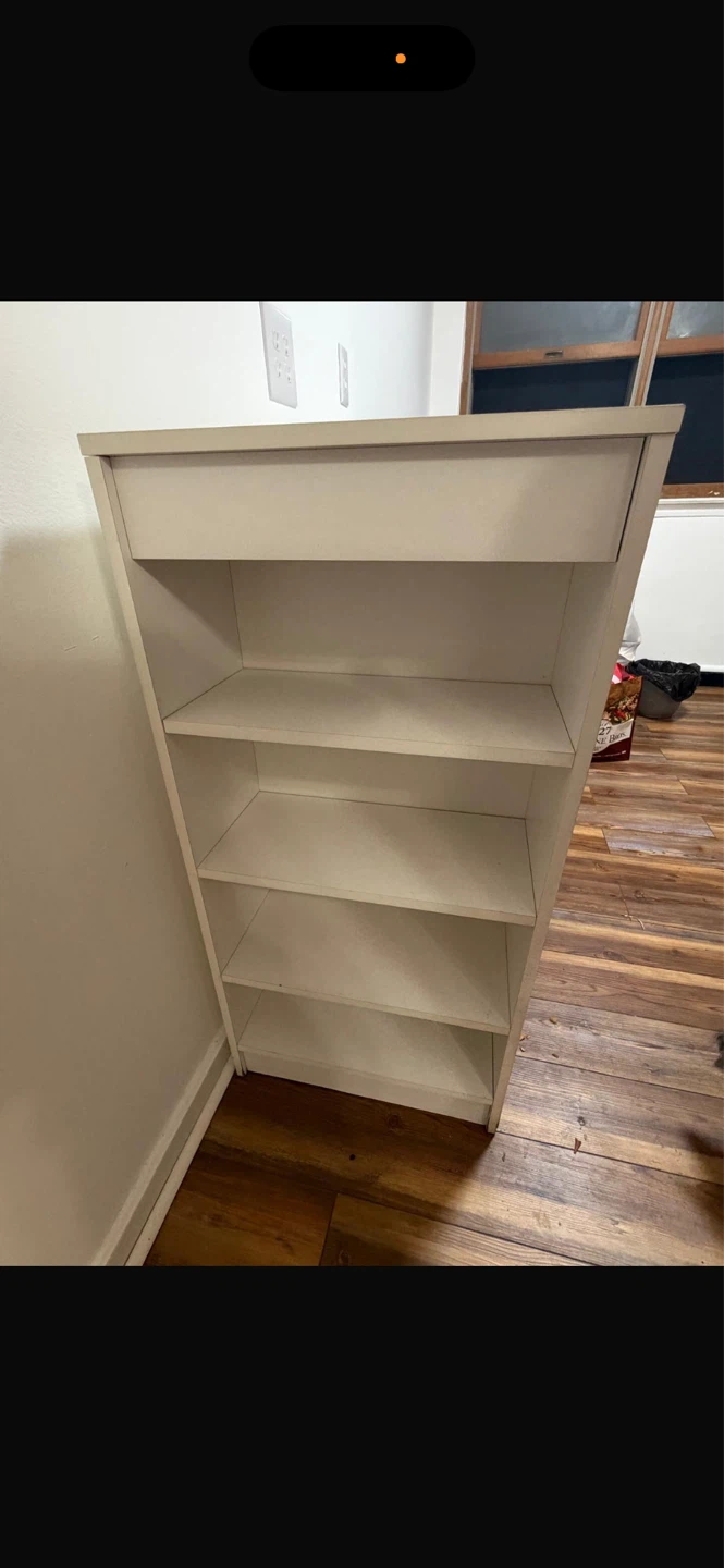White 5-Shelf Bookcase with Drawer - photo 2